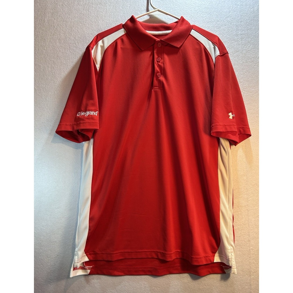 Under Armour HeatGear Men's Loose Fit Polo L Red/White Colorblock Logo